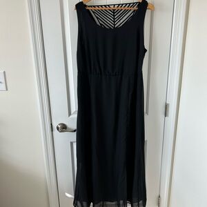 Kate & Mallory Black Sleeveless Maxi Dress with Striped Back Detail